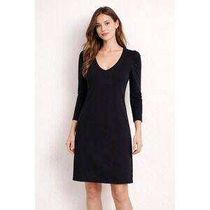 NATION Ltd Black Dress V Neck Long Sleeve 100%‎ Cotton Womens M